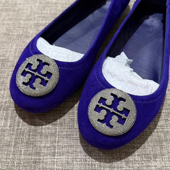 Tory Burch Royal Blue Flats with Silver Emblem - Picture 2 of 4